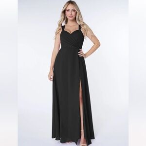 Azazie Nahrin Chiffon Dress in Black Womens 4 A4